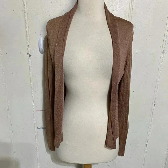 H&M‎ XS brown/bronze metallic open cardigan - Picture 6 of 6
